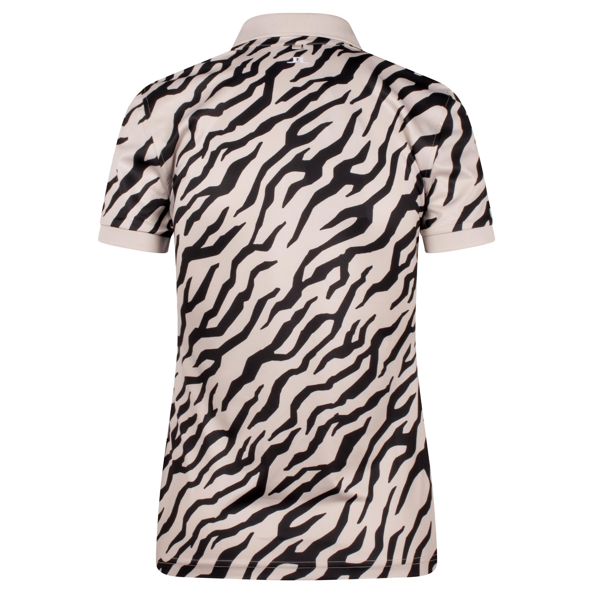 J Lindeberg Tour Tech Print Ladies Golf Polo Shirt Tour Tiger Moonbeam